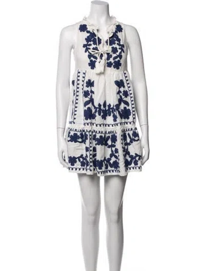 Pre-owned Sézane Printed Mini Dress In White