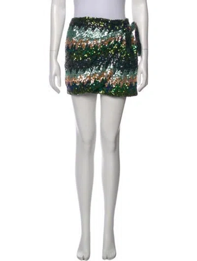 Pre-owned Sézane Printed Mini Skirt In Black