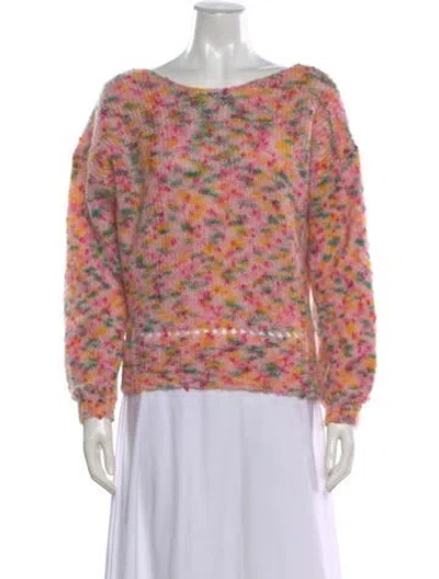 Pre-owned Sézane Printed Scoop Neck Sweater In Pink