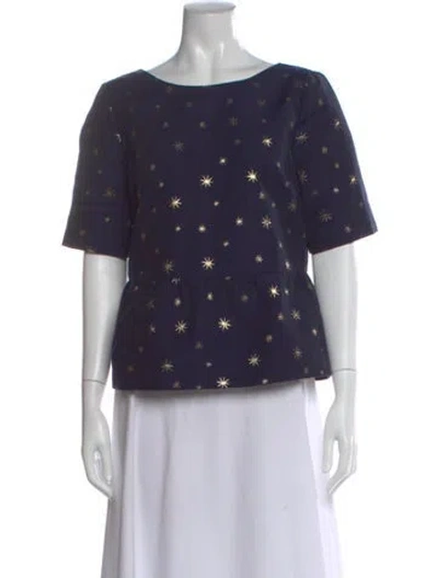 Pre-owned Sézane Printed Scoop Neck Top In Blue