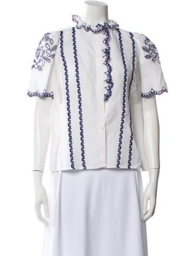 Pre-owned Sézane Printed Short Sleeve Blouse In Multi