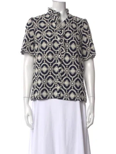 Pre-owned Sézane Printed Short Sleeve Blouse W/ Tags In Multicolor
