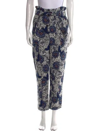 Pre-owned Sézane Printed Straight Leg Pants In Blue