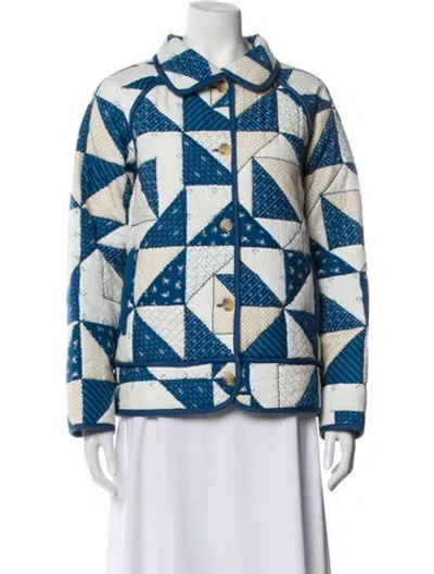 Pre-owned Sézane Printed Utility Jacket In Blue