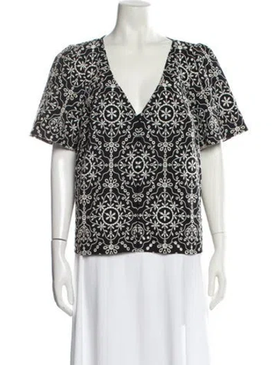 Pre-owned Sézane Printed V-neck Blouse In Multi