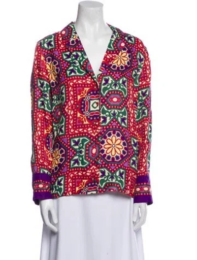 Pre-owned Sézane Printed V-neck Blouse In Multi