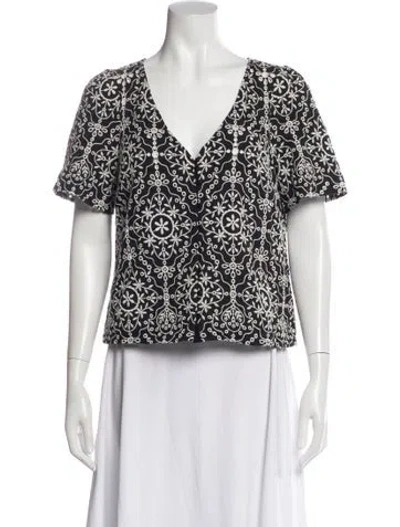 Pre-owned Sézane Printed V-neck Blouse In Multi