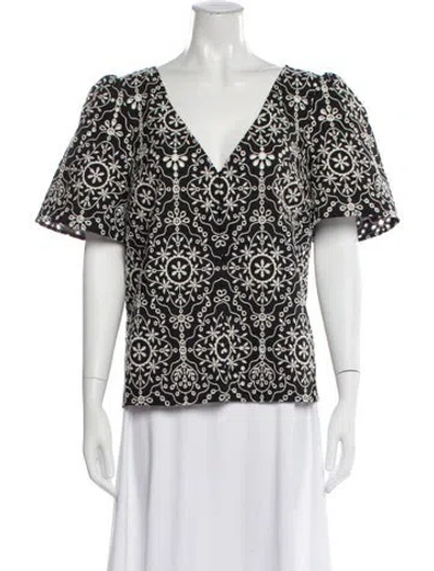Pre-owned Sézane Printed V-neck Blouse In Multi