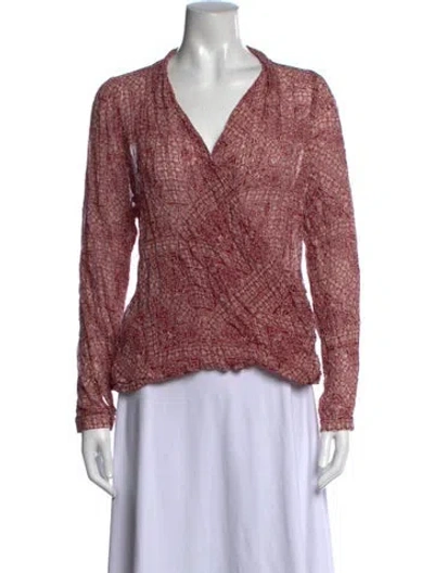 Pre-owned Sézane Printed V-neck Blouse In Multicolor