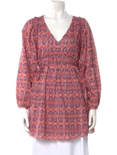 Pre-owned Sézane Printed V-neck Blouse In Pink