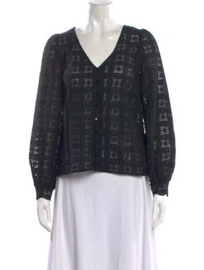 Pre-owned Sézane Printed V-neck Sweater In Black