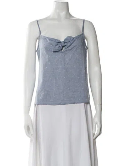 Pre-owned Sézane Printed V-neck Top In Blue