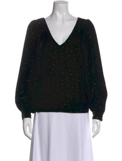 Pre-owned Sézane Printed V-neck Top W/ Tags In Black