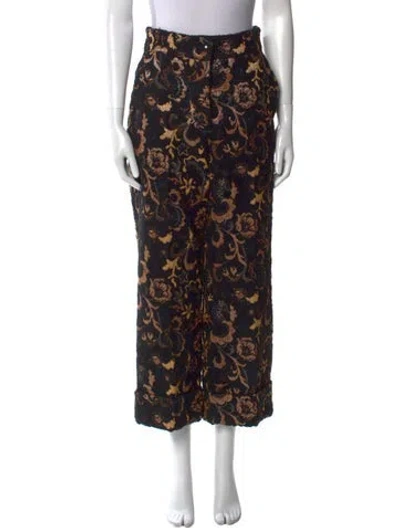 Pre-owned Sézane Printed Wide Leg Pants In Black