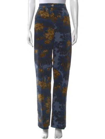 Pre-owned Sézane Printed Wide Leg Pants In Blue