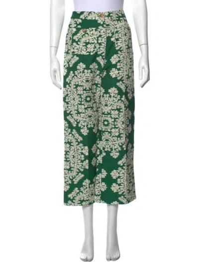 Pre-owned Sézane Printed Wide Leg Pants In Green