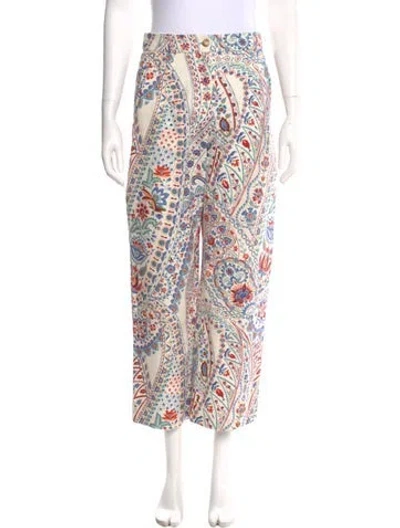 Pre-owned Sézane Printed Wide Leg Pants In Neutral