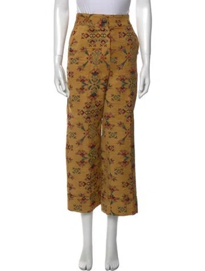 Pre-owned Sézane Printed Wide Leg Pants In Yellow