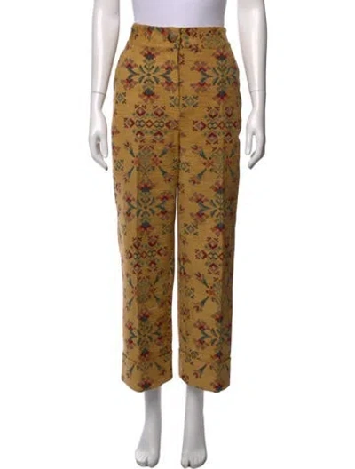 Pre-owned Sézane Printed Wide Leg Pants In Yellow