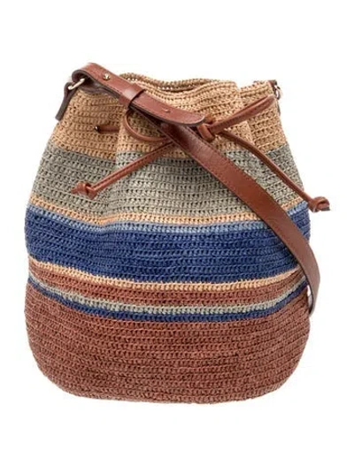Pre-owned Sézane Raffia Bucket Bag In Brown