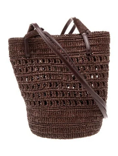 Pre-owned Sézane Raffia Bucket Bag In Brown