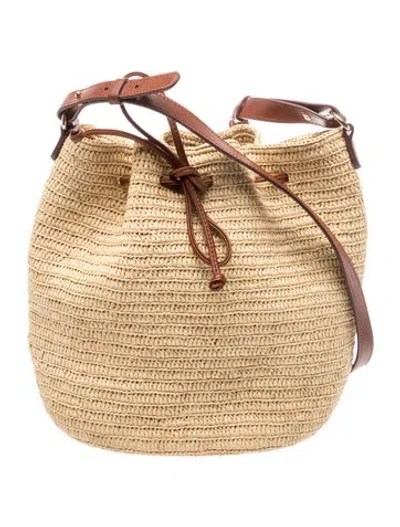 Pre-owned Sézane Raffia Bucket Bag In Brown