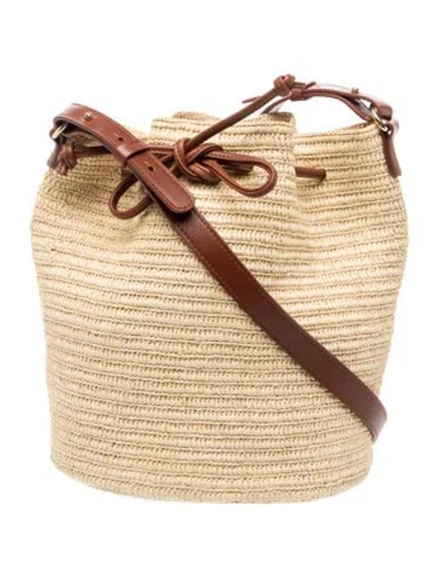 Pre-owned Sézane Raffia Bucket Bag In Brown/neutrals