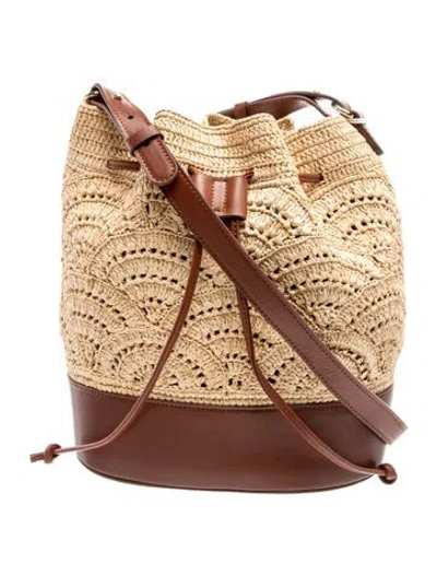 Pre-owned Sézane Raffia Bucket Bag In Neutral