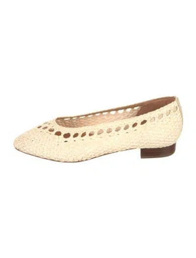 Pre-owned Sézane Raffia Lace Pattern Ballet Flats In Neutrals