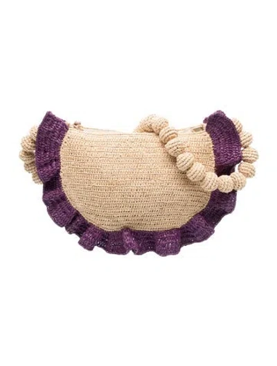 Pre-owned Sézane Raffia Shoulder Bag In Neutrals/purple