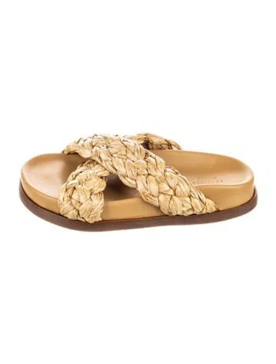Pre-owned Sézane Raffia Slides In Neutral