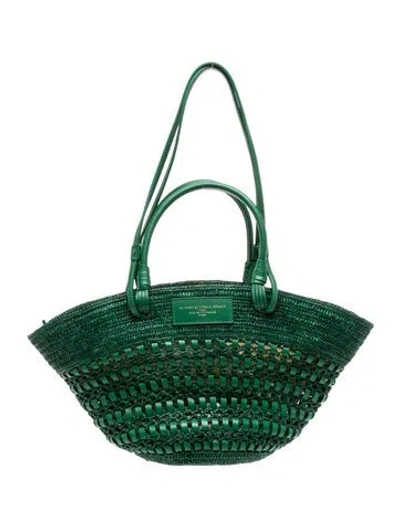 Pre-owned Sézane Raffia Top Handle Bag In Green