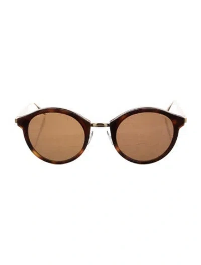 Pre-owned Sézane Round Tinted Sunglasses In Brown