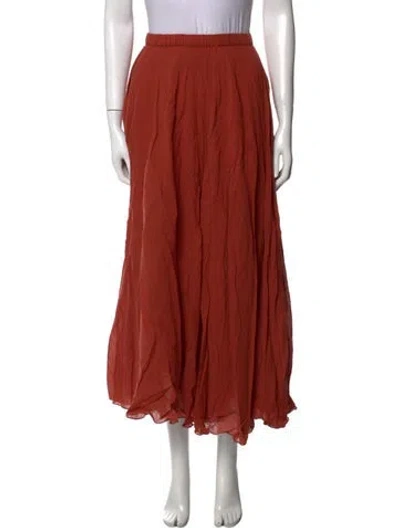 Pre-owned Sézane Ruffle Embellishment Midi Length Skirt In Orange