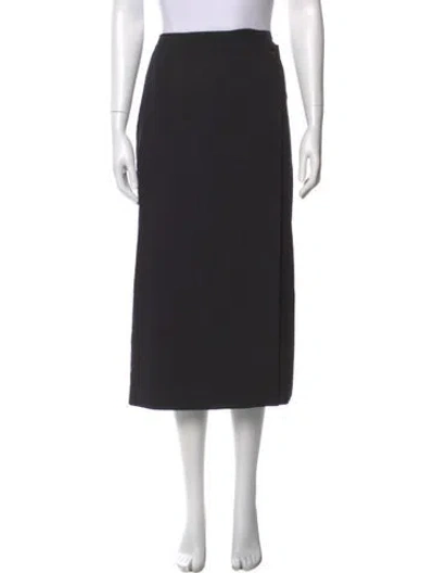 Pre-owned Sézane Scalloped Accent Midi Length Skirt In Black