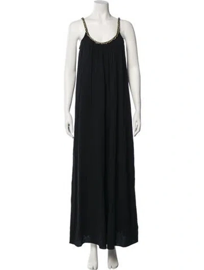 Pre-owned Sézane Scoop Neck Long Dress In Black