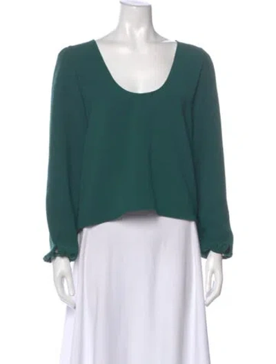 Pre-owned Sézane Scoop Neck Long Sleeve Blouse In Green