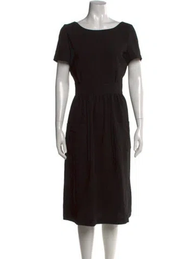 Pre-owned Sézane Scoop Neck Midi Length Dress In Black