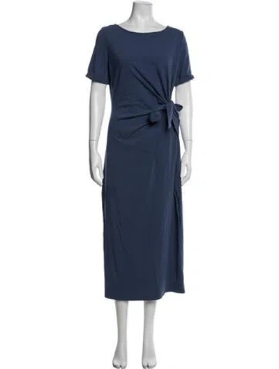 Pre-owned Sézane Scoop Neck Midi Length Dress In Blue