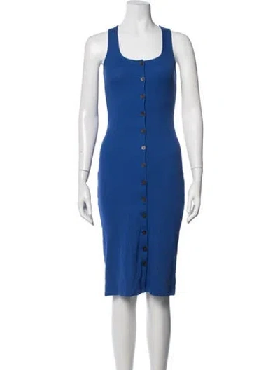 Pre-owned Sézane Scoop Neck Midi Length Dress In Blue