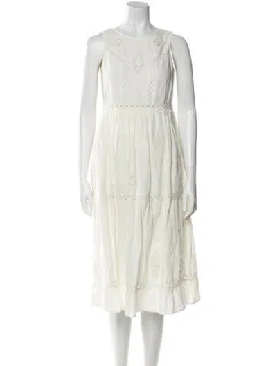 Pre-owned Sézane Scoop Neck Midi Length Dress In Neutral
