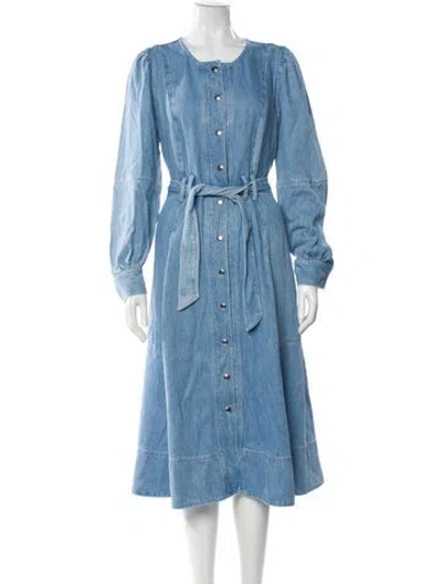 Pre-owned Sézane Scoop Neck Midi Length Dress W/ Tags In Blue