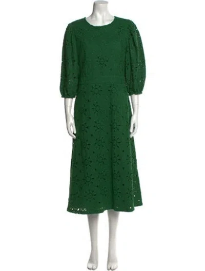 Pre-owned Sézane Scoop Neck Midi Length Dress W/ Tags In Green