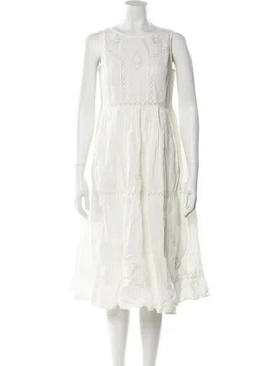 Pre-owned Sézane Scoop Neck Midi Length Dress W/ Tags In White