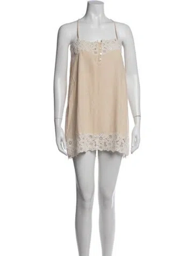 Pre-owned Sézane Scoop Neck Mini Dress In Neutrals