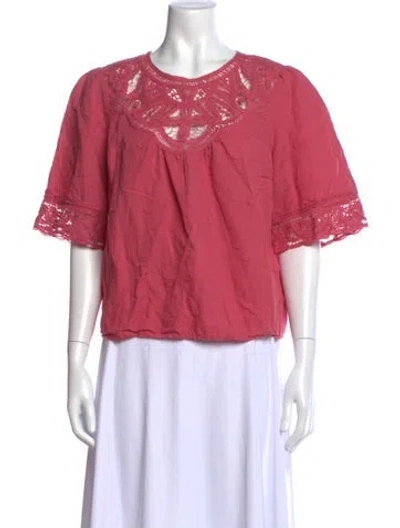 Pre-owned Sézane Scoop Neck Short Sleeve Blouse In Pink