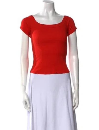 Pre-owned Sézane Scoop Neck Short Sleeve Crop Top In Orange