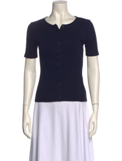Pre-owned Sézane Scoop Neck Short Sleeve Top In Black