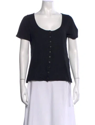 Pre-owned Sézane Scoop Neck Short Sleeve Top In Black