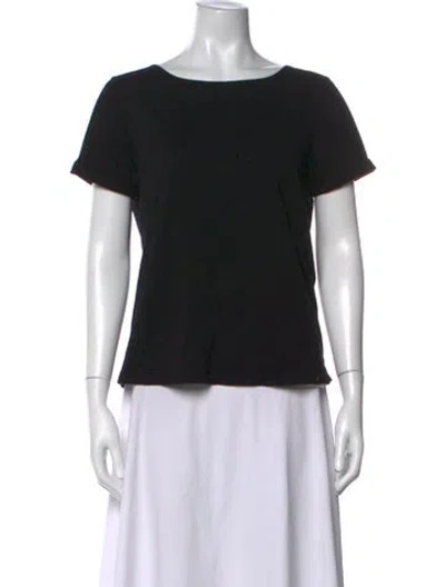 Pre-owned Sézane Scoop Neck Short Sleeve T-shirt In Black